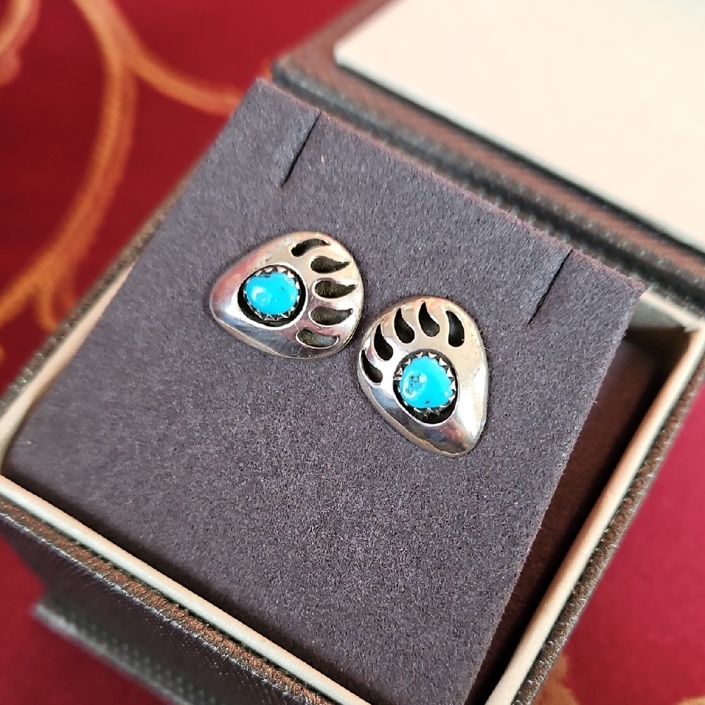 Silver Bear Paw Earrings